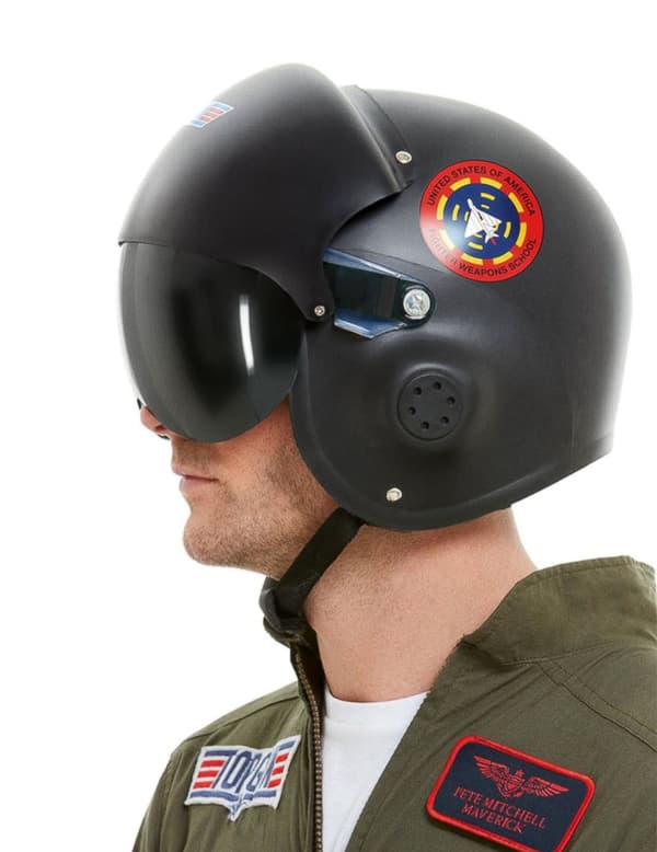 Luksus Top Gun™  hjelm sort - voksen.Size-One size
