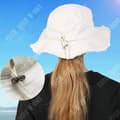 Miniatyrbild 4 av 4: TD® Fisherman hatt kvinnlig ny enkel tvättvatten matchande ansikte liten pompom stor brättad hatt solhatt