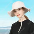 Miniatyrbild 2 av 4: TD® Fisherman hatt kvinnlig ny enkel tvättvatten matchande ansikte liten pompom stor brättad hatt solhatt
