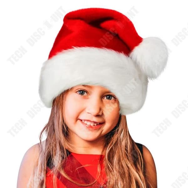 TD® Tjock plysch julhatt Juldekorationer för vuxna Lång plysch röd och vit plysch hatt