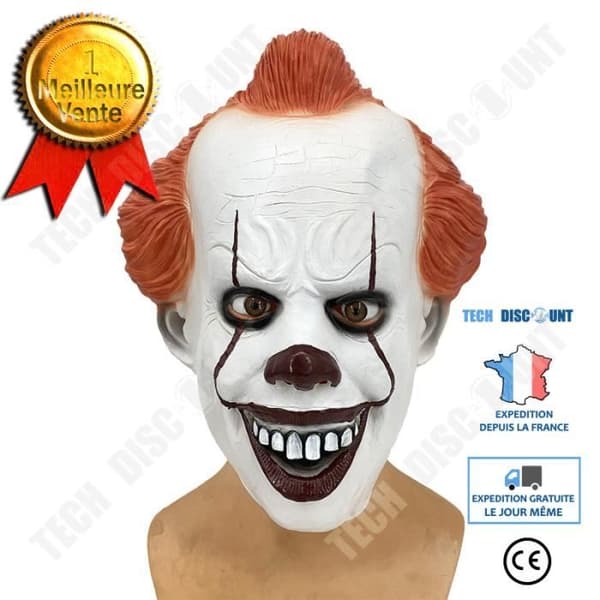 TD® Latex Ghost Clown Mask Halloween Event Maskeradfest Cosplay Clowndräkt Huvudbonader Interaktion Fans Säger