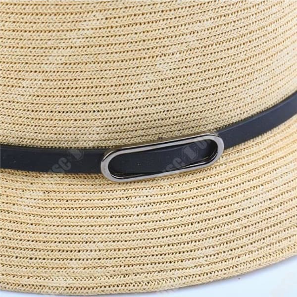 TD® Ny sommar fiskehatt dammode stråhatt bältesdekoration liten krukhatt bred brättad solhatt