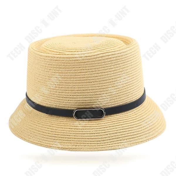 TD® Ny sommar fiskehatt dammode stråhatt bältesdekoration liten krukhatt bred brättad solhatt