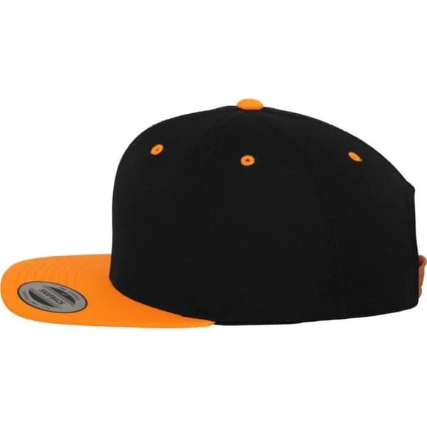 Snapback Keps - Flexfit - Klassisk 2-Tone - Svart / Neon Orange - 6 Paneler - En Storlek