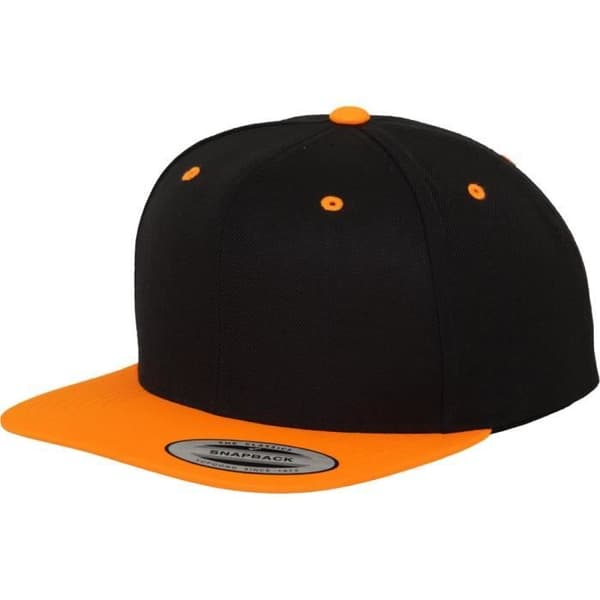 Snapback Keps - Flexfit - Klassisk 2-Tone - Svart / Neon Orange - 6 Paneler - En Storlek