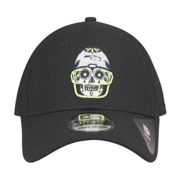 Casquette New Era 39Thirty Stretch-Fit Diamond - NFL SUGAR SKULL - Seattle Seahawks - Svart - Herr