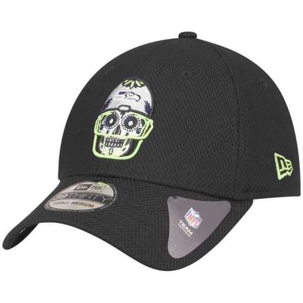 Casquette New Era 39Thirty Stretch-Fit Diamond - NFL SUGAR SKULL - Seattle Seahawks - Svart - Herr