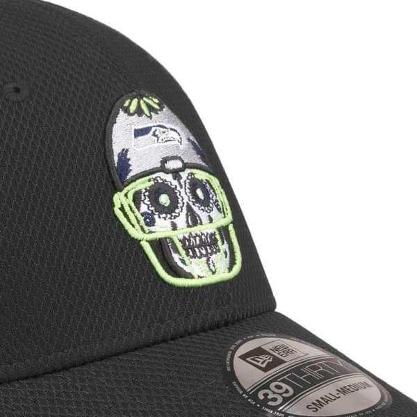 Casquette New Era 39Thirty Stretch-Fit Diamond - NFL SUGAR SKULL - Seattle Seahawks - Svart - Herr
