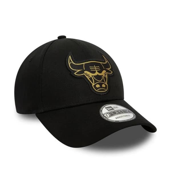 NBA-keps - NEW ERA - Chicago Bulls - 9Forty - Metalliskt märke - Svart