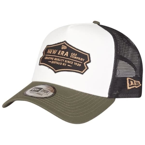 Casquette Trucker - New Era - RETRO 5-PANEL - Vit - Oliv - En storlek