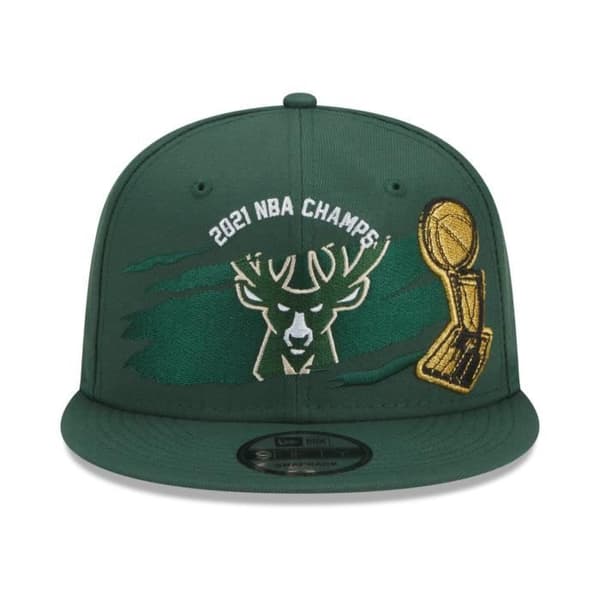 Snapback-keps New Era 9Fifty Milwaukee Bucks Mästare 2021 - Vit och Grön - Vuxen Man - Sommar Sportkläder