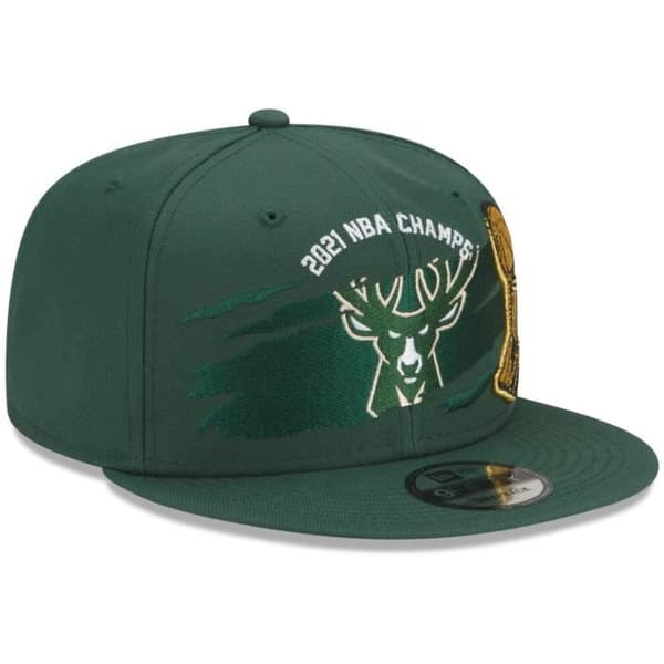Snapback-keps New Era 9Fifty Milwaukee Bucks Mästare 2021 - Vit och Grön - Vuxen Man - Sommar Sportkläder