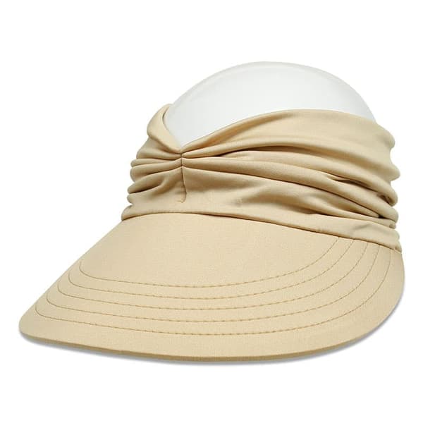Dam solskyddshatt med bred brätte, UV-skydd, vikbar visirhatt med hästsvansdesign för strand, golf och utomhussport Beige