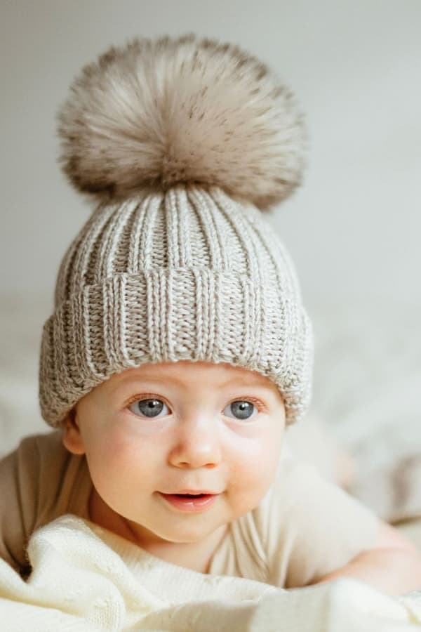 Mössa - 100 % merinoull OLLO BABY - BEIGE 48 (ålder 1 - 2 år)