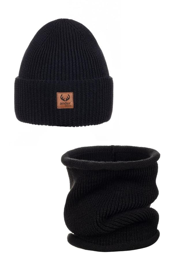 Hatt och halsduk set - 100 % merinoull BRIGID - kräm 58 (vuxen storlek)