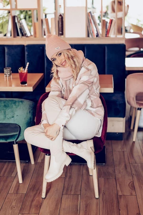SESIL villahattu ja huivi - BEIGE 58 (aikuisten koko)