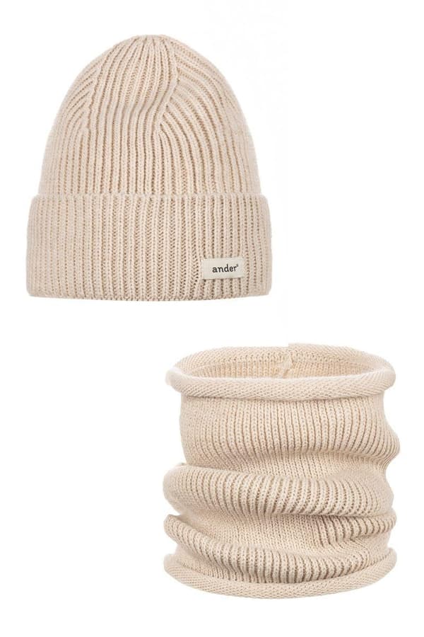 SESIL villahattu ja huivi - BEIGE 58 (aikuisten koko)