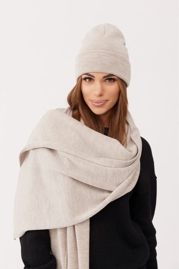 Mössa - 100% merinoull NAOMI - BEIGE