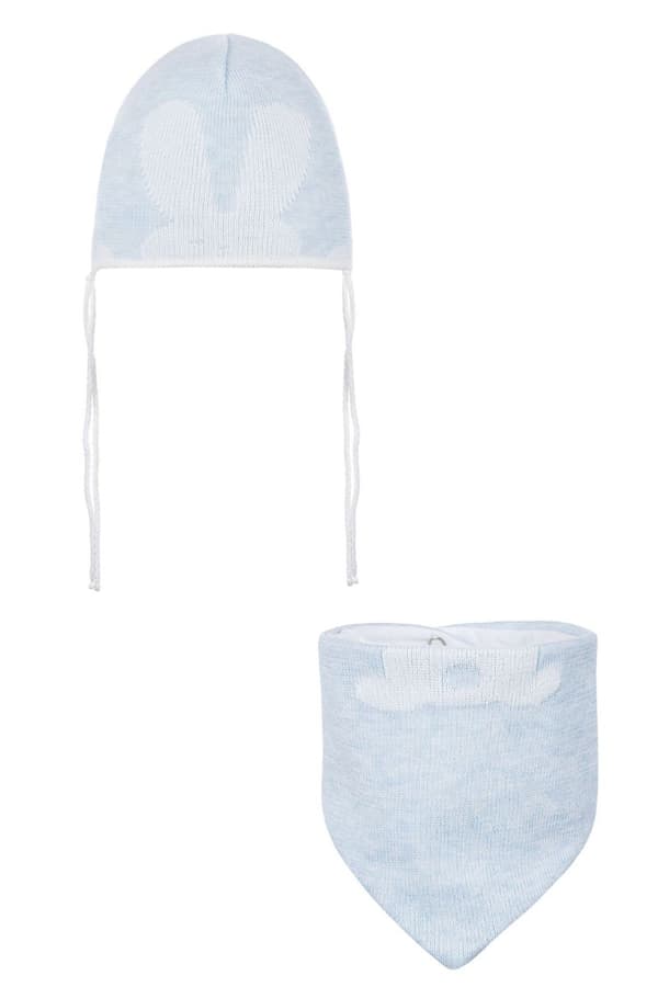 Børnehue med tørklæde BUNNY BLUE