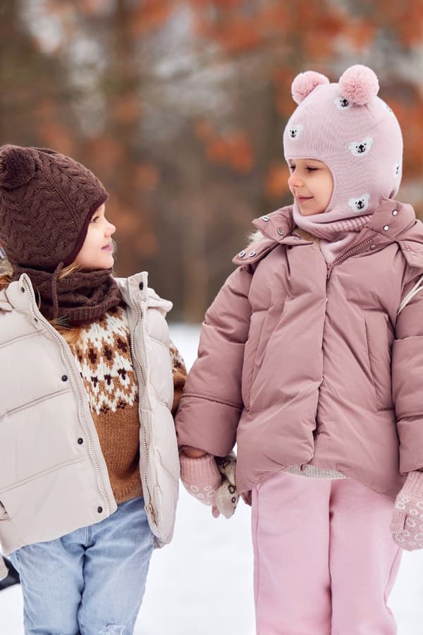 Balaclava för barn med björn BJÖRNPUDER ROSA