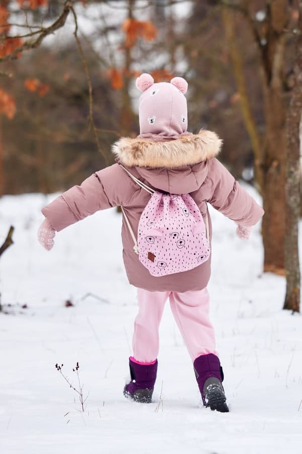 Balaclava för barn med björn BJÖRNPUDER ROSA