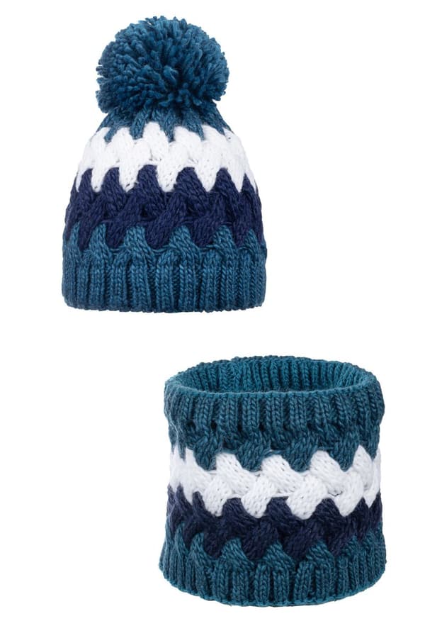 Set mössa med halsduk TRICOLOR TURQUOISE WHITE