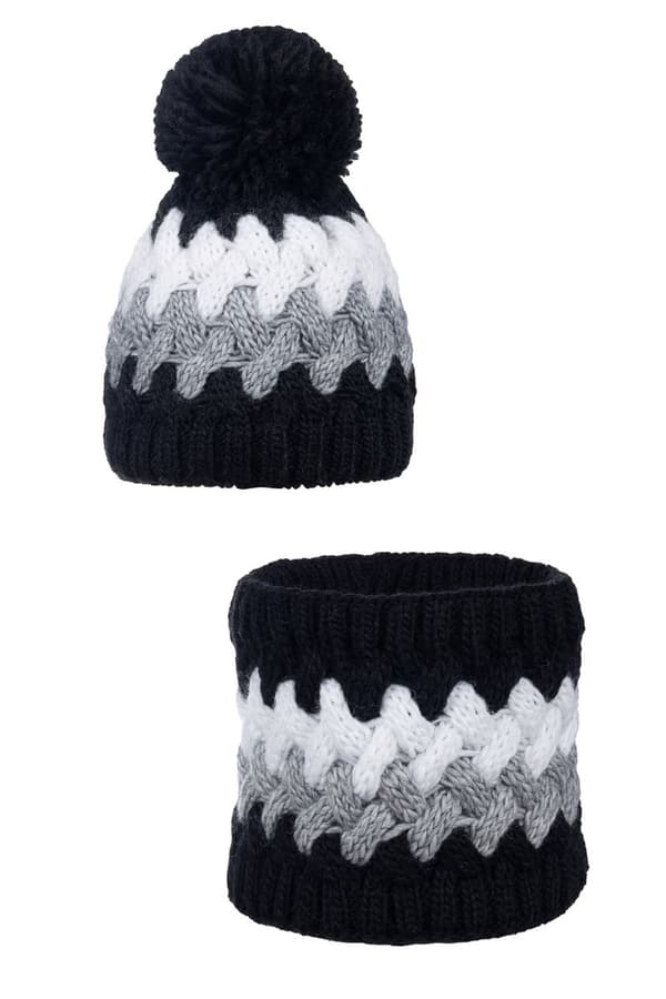 Set mössa med halsduk TRICOLOR BLACK WHITE