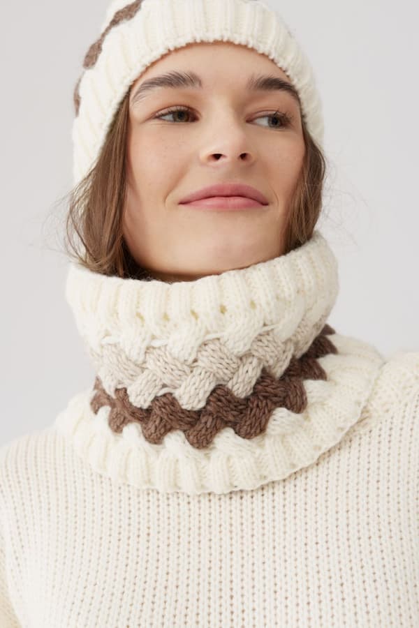 Hattu setti huivilla TRICOLOR BEIGE ECRU
