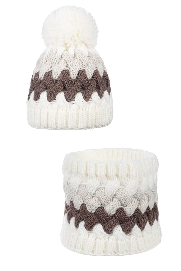 Hattu setti huivilla TRICOLOR BEIGE ECRU