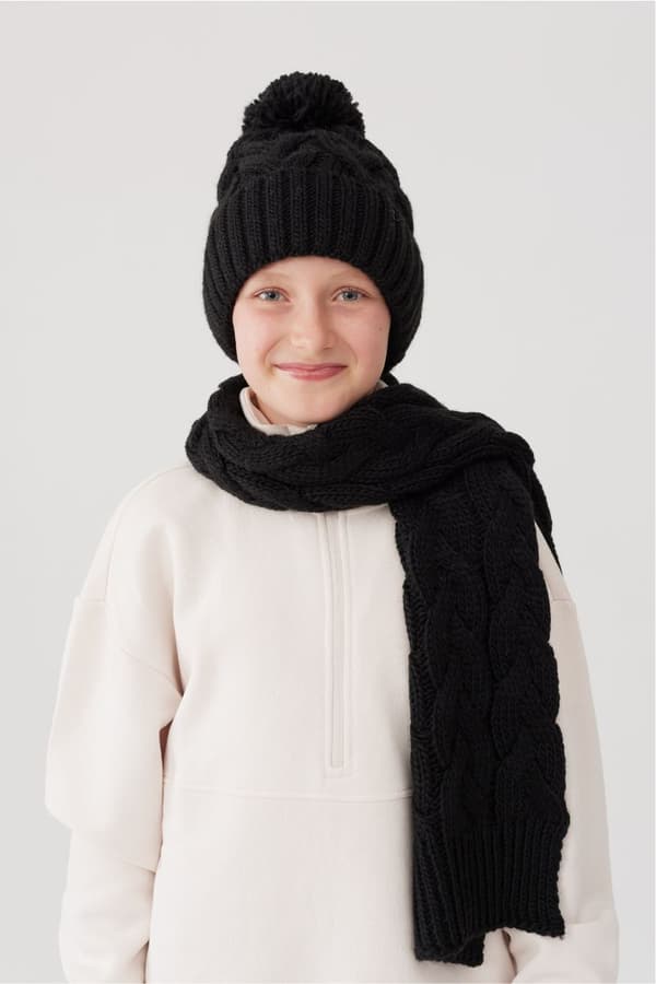 Setti hattu huivilla BRAID BLACK