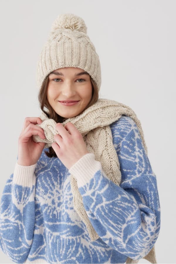 Hattu ja huivi BRAID BEIGE