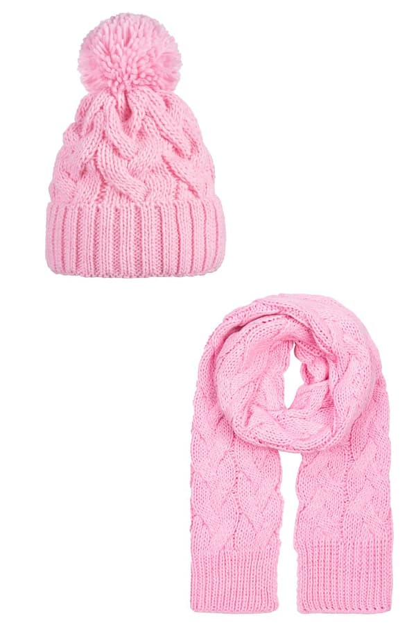 Hattu ja huivi BRAID PINK