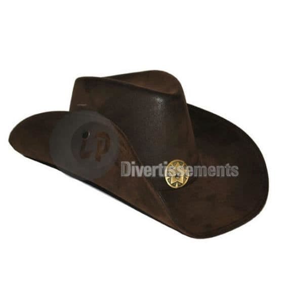 cowboyhatt i imitationläder med stjärna