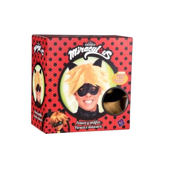 Cat Noir Miraculous vuxenperuk och masklåda