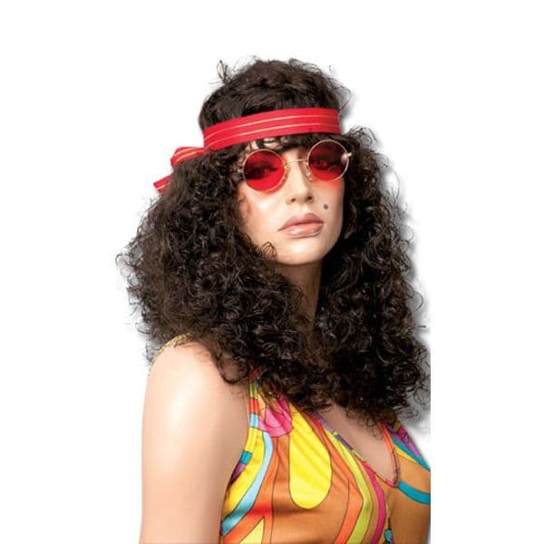 Perruk kvinna - HIPPIE - lockig - Brun - Modeaccessoar