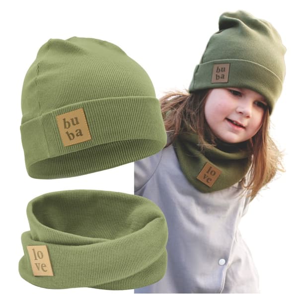 Poikien kevätpipo huivilla - Neogreen 46-52 cm