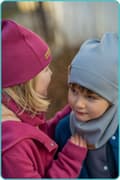 Pikkukuva 6 / 7: Tyttöjen kaksikerroksinen puuvillahattu-huivisarja, tummanpinkki 42-48