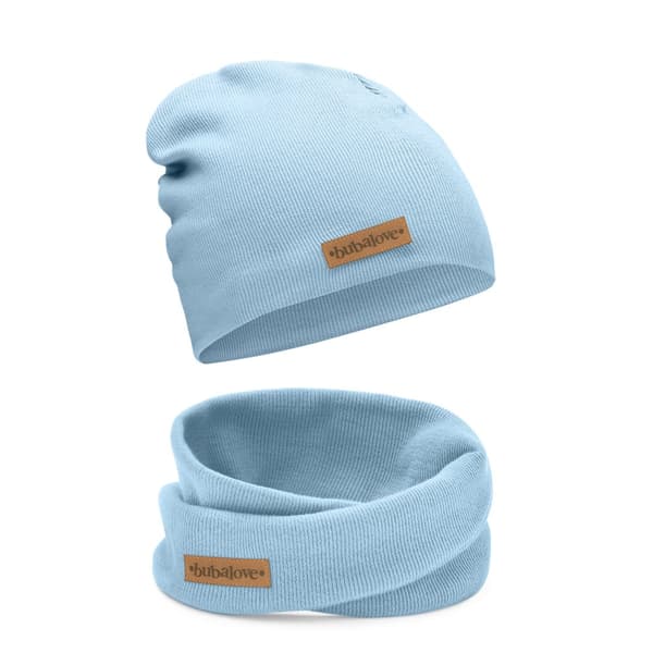 Tyttöjen kaksikerroksinen puuvillainen hattu-huivisarja, beige 46-52