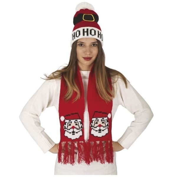 Tomteluva och scarf vuxen - PTIT CLOWN - Röd Vit Svart - 2 års garanti