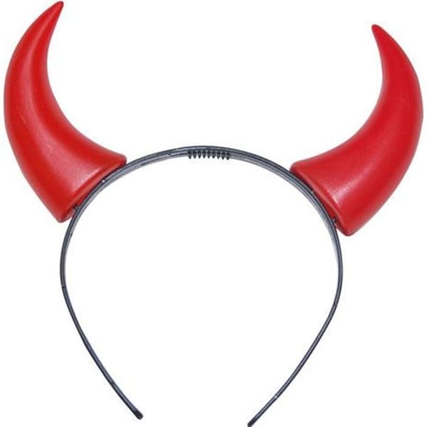 Serre huvudet av djävul med stora plasthorn - Märke - Djävul med stora horn - Röd - Vuxen - Unisex