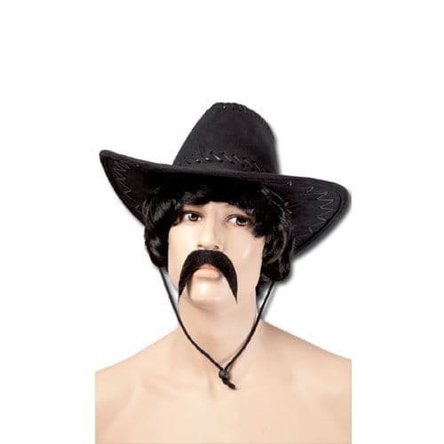 Svart cowboyhatt - Unisex - Svart cowboyhatt i imitat nubuck - Utomhus - Vuxen