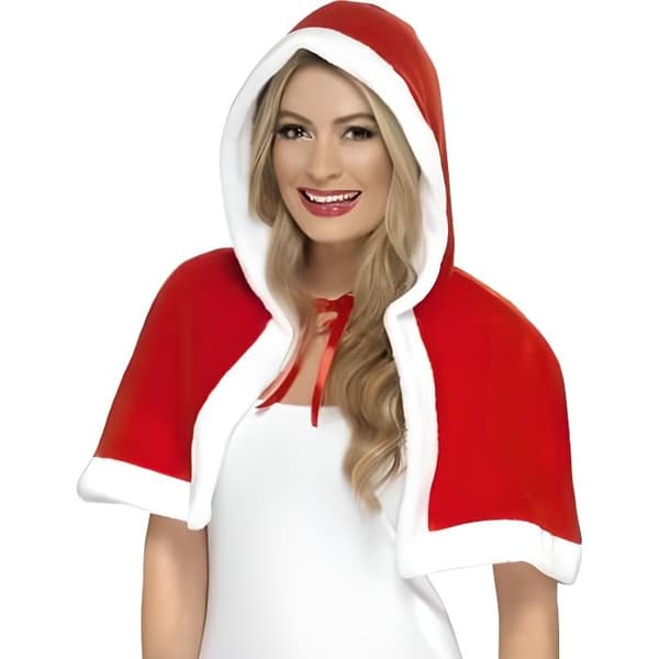 Cape - Mother Christmas - Vuxen - Röd - Fuskpäls - 30 cm längd