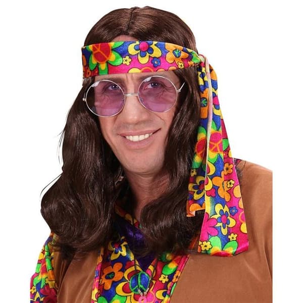 Brun hippieperuk för män från 60-talet / hippie