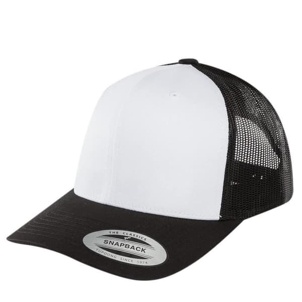 Trucker Keps - Flexfit - Retro Färgad Framsida - Svart - Bomull - Vår/Sommar
