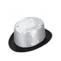Miniatyrbild 1 av 3: Silver cylinder hat with black sequin trim adult