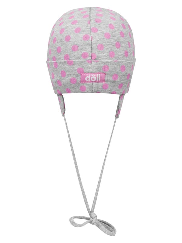 Stickad mössa med rosa prickar Döll