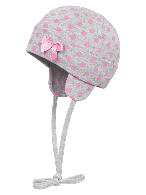 Stickad mössa med rosa prickar Döll