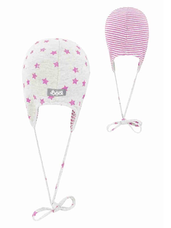 Pigehue, dobbeltsidet med stjerner, striber, pink Döll