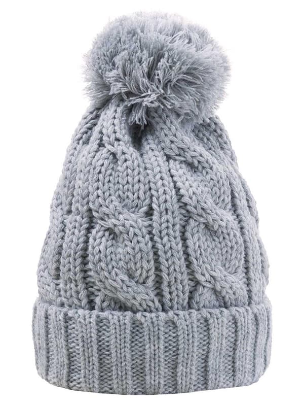 Barnmössa, grå med pompom Döll