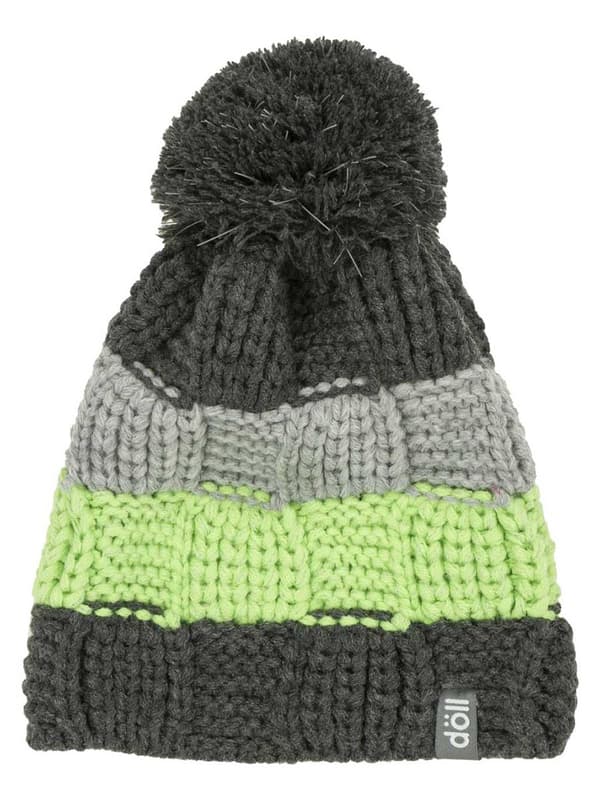 Barnmössa, grågrön med pompom, Döll